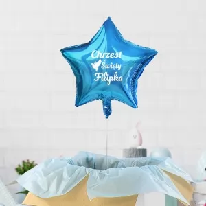 Balon niebieski gwiazdka z helem niespodzianka dla dziecka