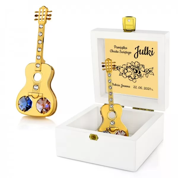 Figurka gitara elektryczna Swarovski w pudełku na chrzest - Melodia