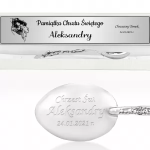 personalizowana srebrna łyżeczka z grawerem