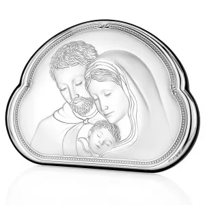 obrazek srebrny święta rodzina na prezent