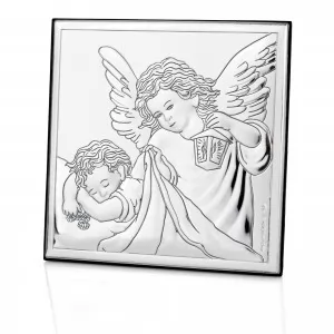 srebrny obrazek na chrzest dla dziecka