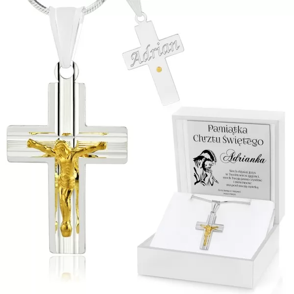 Krzyżyk z łańcuszkiem na prezent dla dziecka na Chrzest Święty