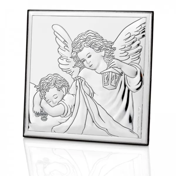 Obrazek Anioł Stróż (12x12 cm) z grawerem na prezent z okazji chrztu