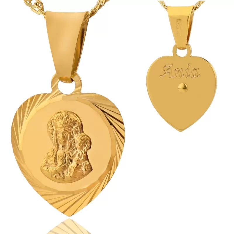 złoty medalik z grawerem na prezent na chrzest