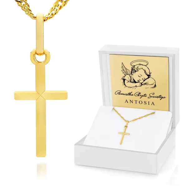 Złoty krzyżyk na łańcuszku w etui z okazji chrztu - Odezwa do ducha