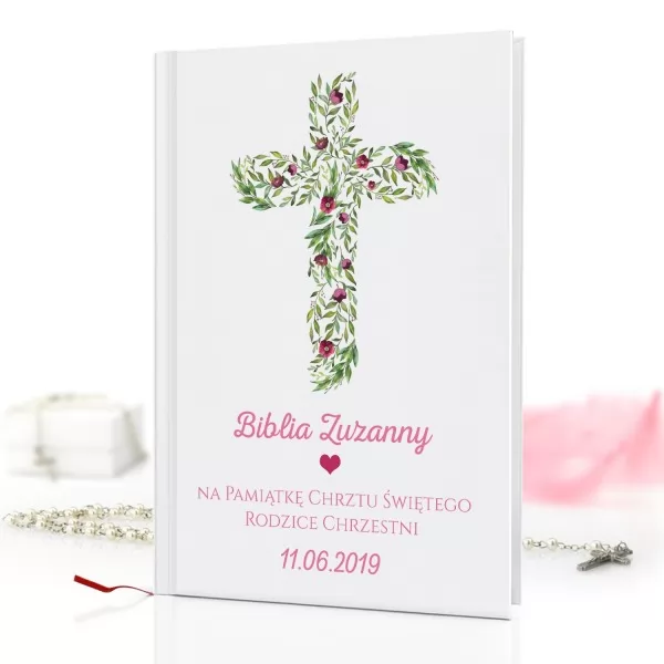 Spersonalizowana biblia dla dzieci - Różowe Kwiaty