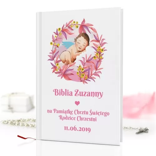 Biblia dla dzieci z nadrukiem na pamiątkę chrztu - Boży Aniołek