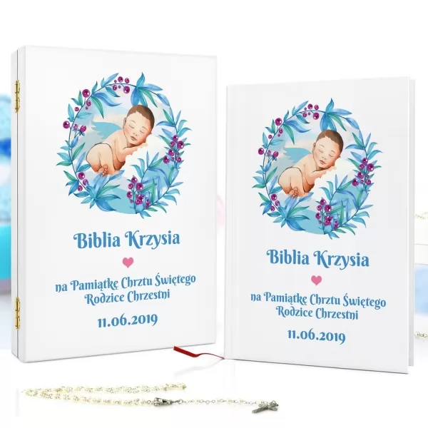 Biblia dla dzieci na chrzest w szkatułce - Śpiący Anioł