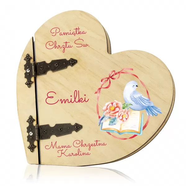 Album drewniany w kształcie serca - Mała Ptaszyna